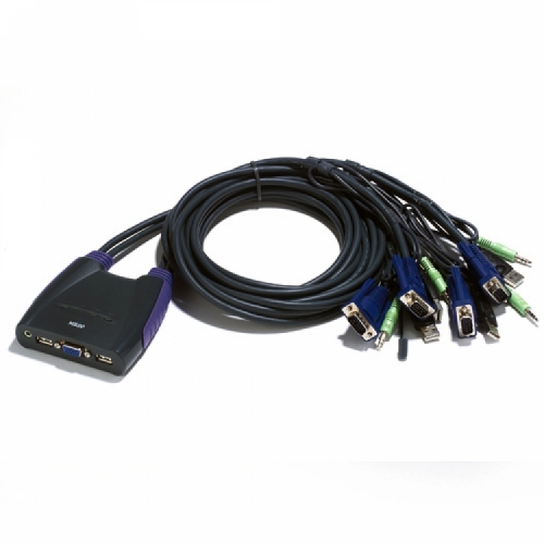 에이텐샵,4-포트 USB VGA/오디오 케이블 KVM 스위치 (0.9m, 1.2m) CS64US