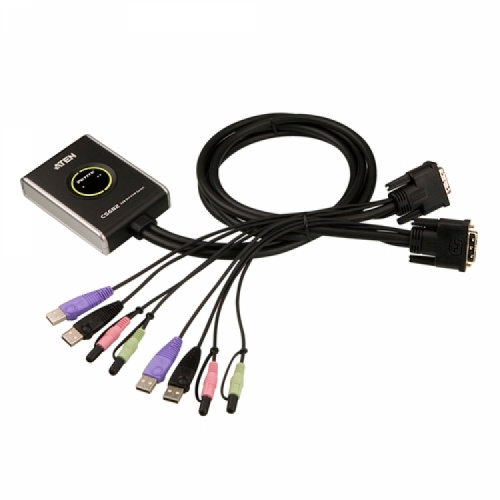 에이텐샵,2-포트 USB DVI/오디오 케이블 KVM 스위치 CS682
