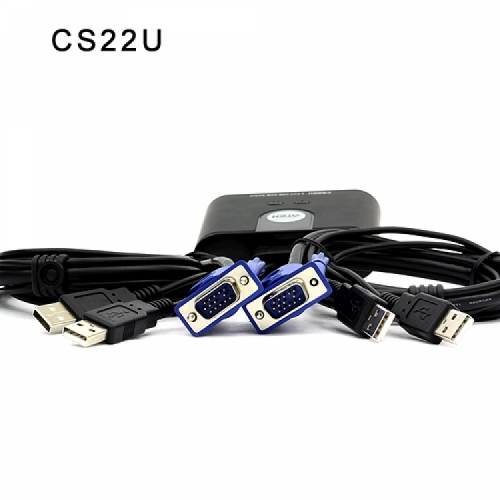 에이텐샵,2-포트 USB VGA 케이블 KVM 스위치 with 원격 포트 선택기 CS22U