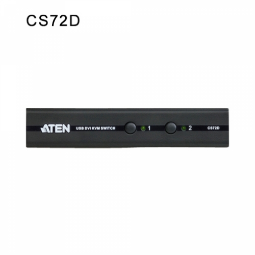 에이텐샵,2-포트 USB DVI/오디오 슬림 KVM 스위치 CS72D