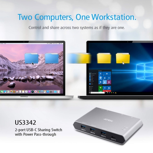 에이텐샵,2 x 4 USB-C 3.2 Gen2 주변기기 공유 스위치 (충전 포트 내장) US3342
