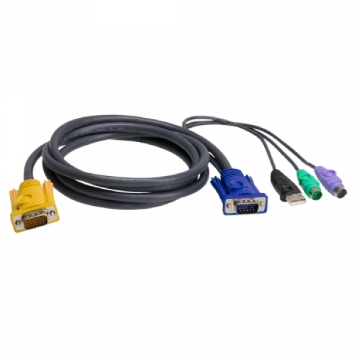에이텐샵,3M USB KVM 케이블 with PS/2 to USB 컨버터 내장 3 in 1 SPHD 2L-5303UP